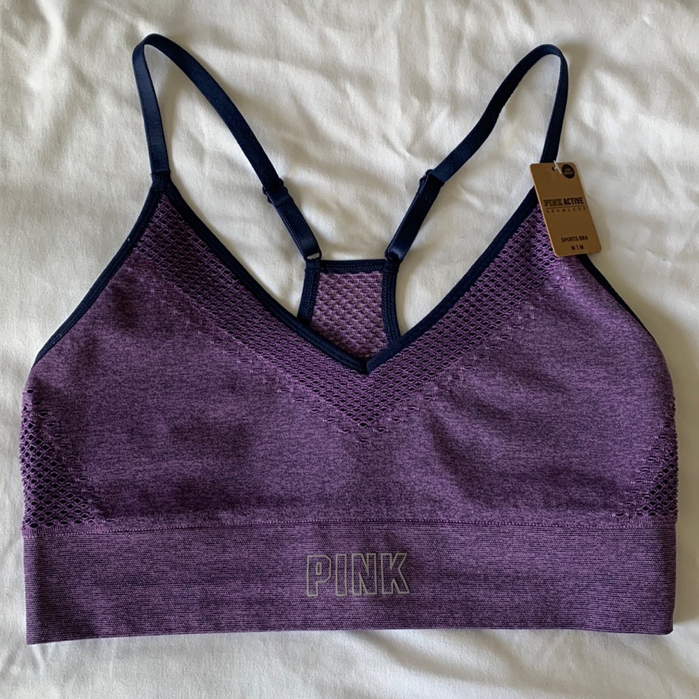 NWT - PINK leggings & sports bra set size Medium Color Purple
